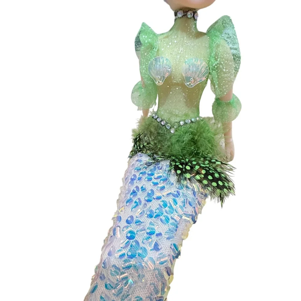 December Diamonds Sea Mist Green Mermaid Girl Doll‎ NIB Christmas Ocean Decor